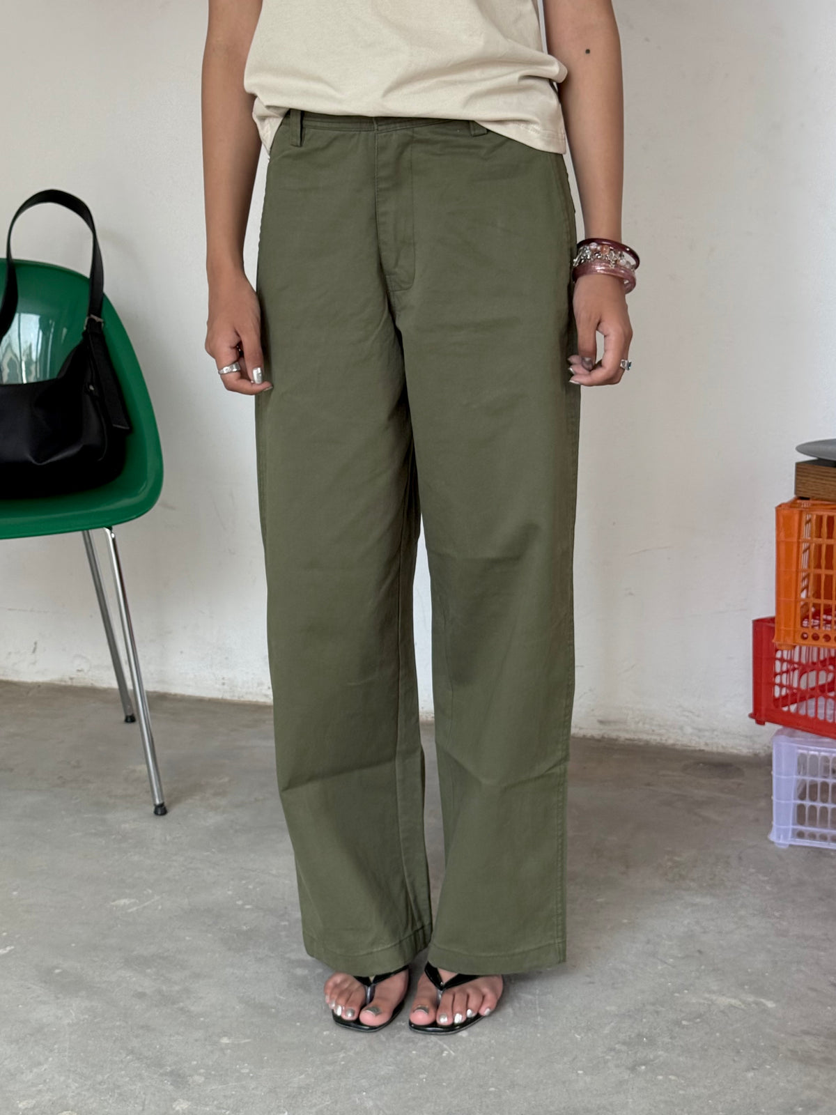 The Barrel Pant Green