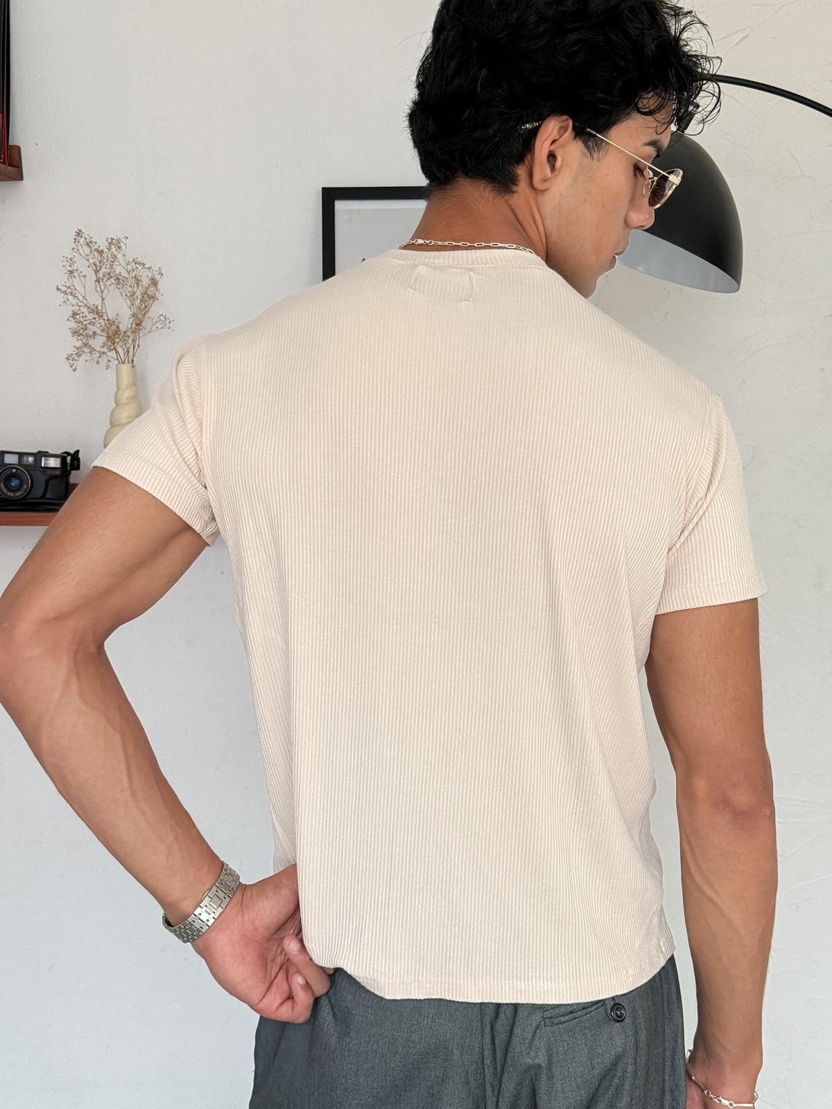The Half Henley Tee Beige