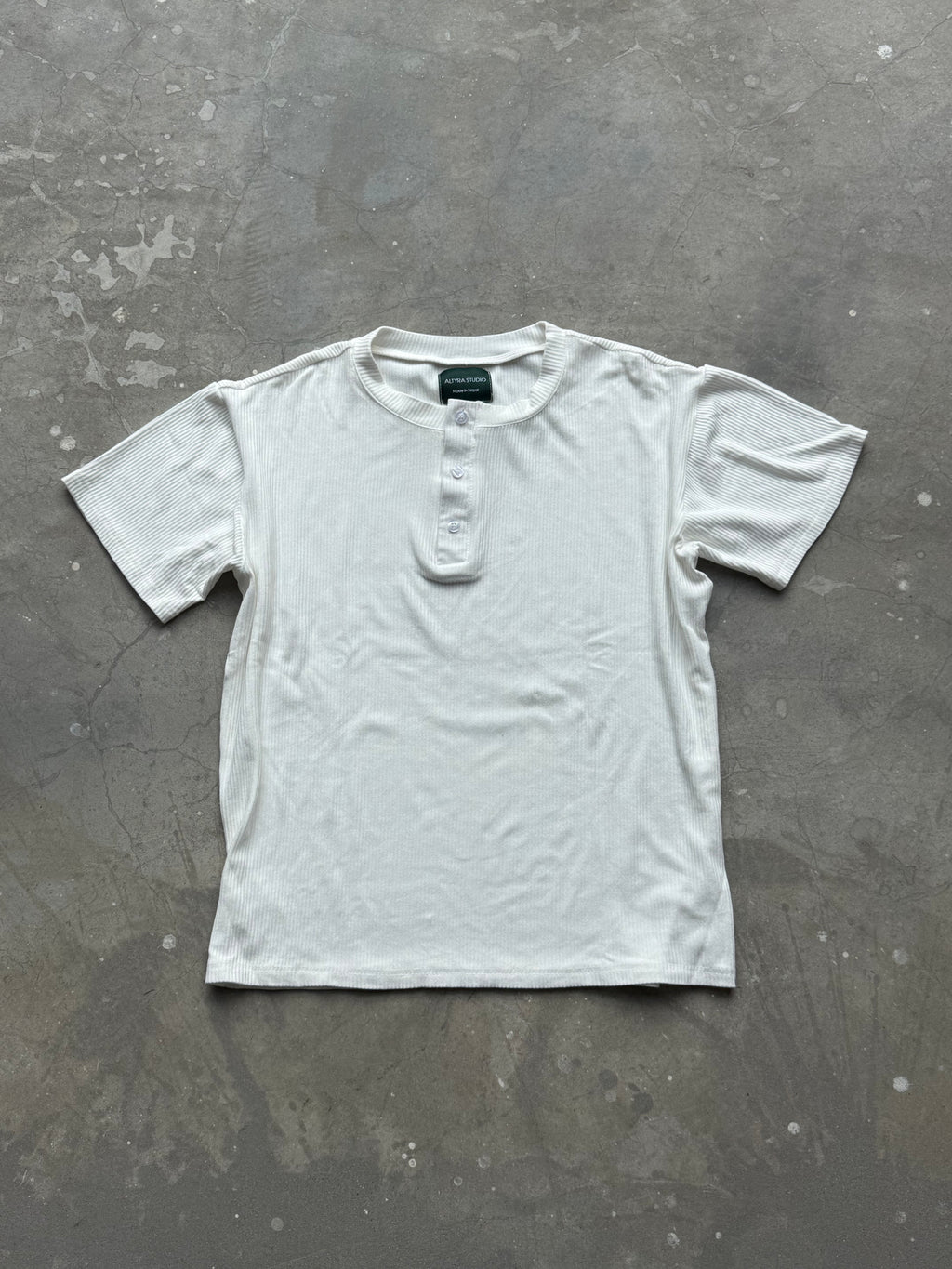 The Half Henley Tee White