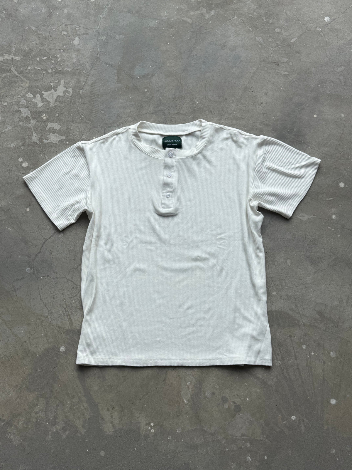 The Half Henley Tee White