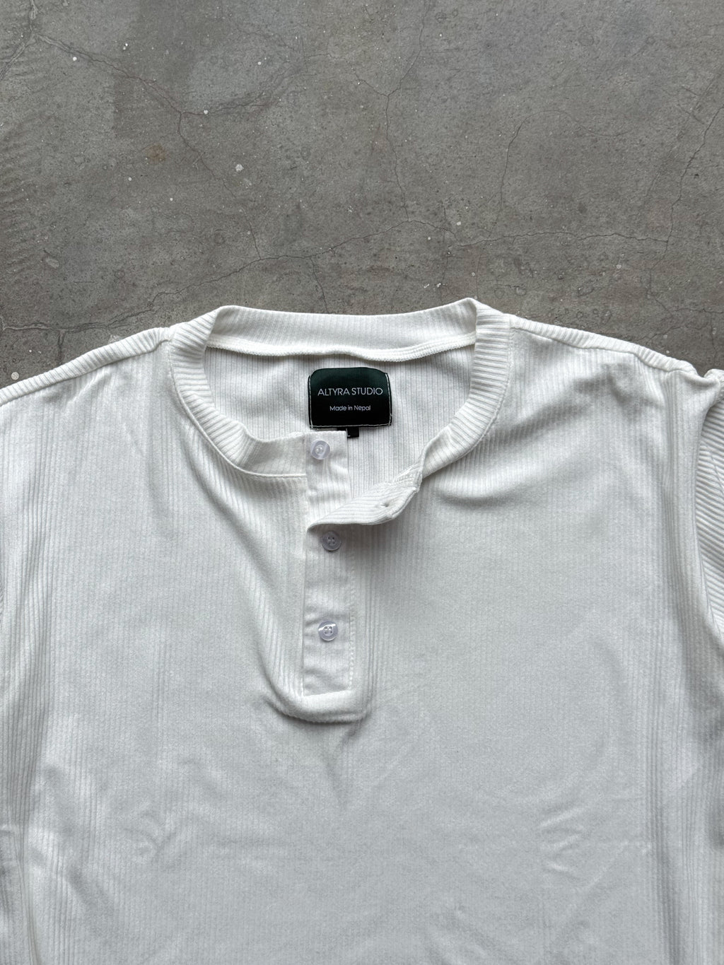 The Half Henley Tee White
