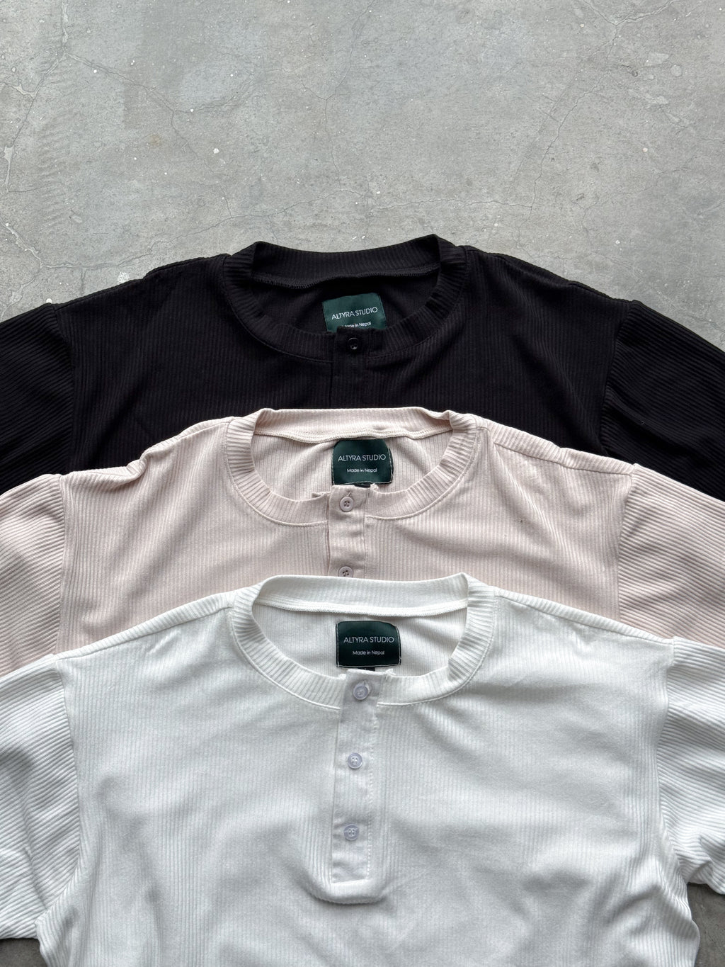 The Half Henley Tee White