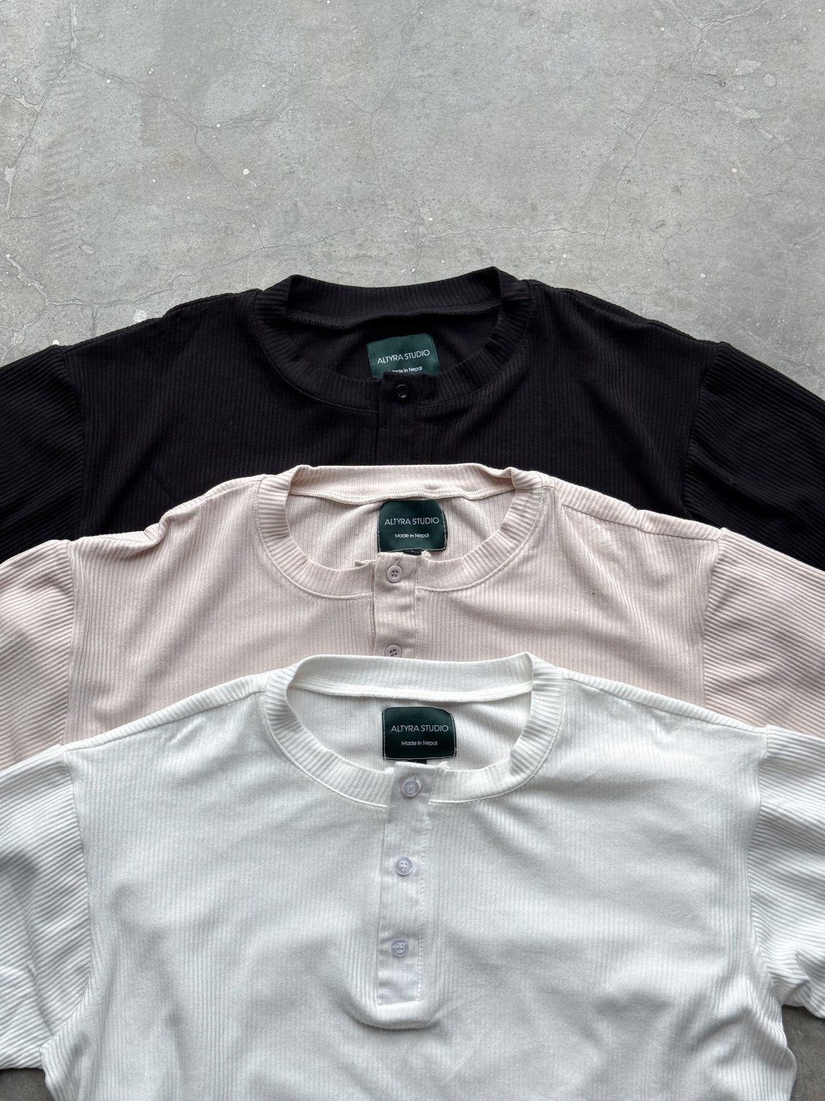 The Half Henley Tee White
